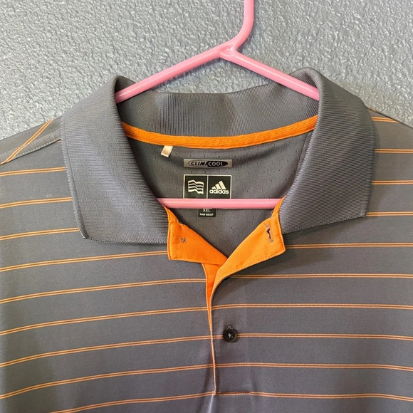 adidas Polo Shirt with Gray and Orange Stripes - Picture 2 of 5